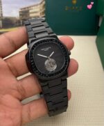 Patek Philippe Men’s Black Diamond Luxury Watch Front View
