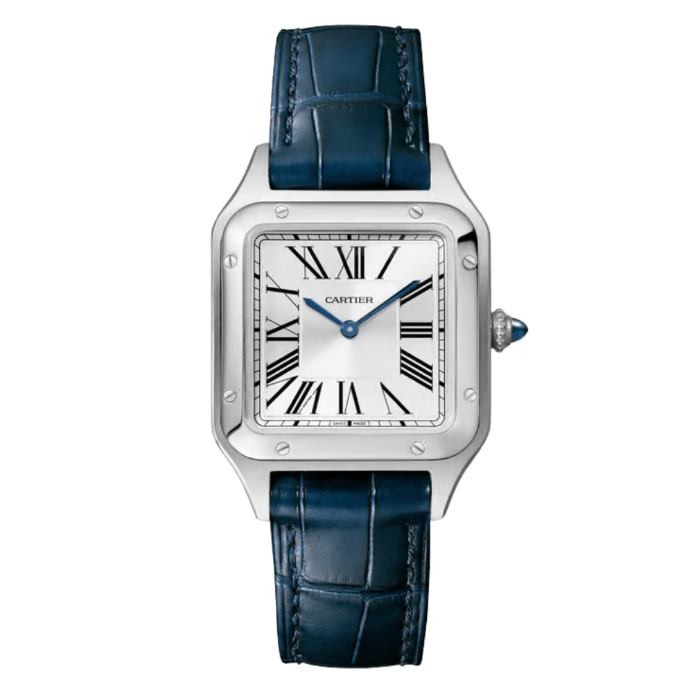 White Dial Chronograph Watch with Leather Strap