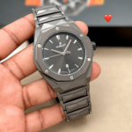 Hublot First Copy Watch with Black Dial – Black Metal Belt