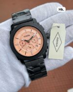 Fossil FS4682 Orange Dial First Copy Men’s Watch with Chronograph and Metal Strap
