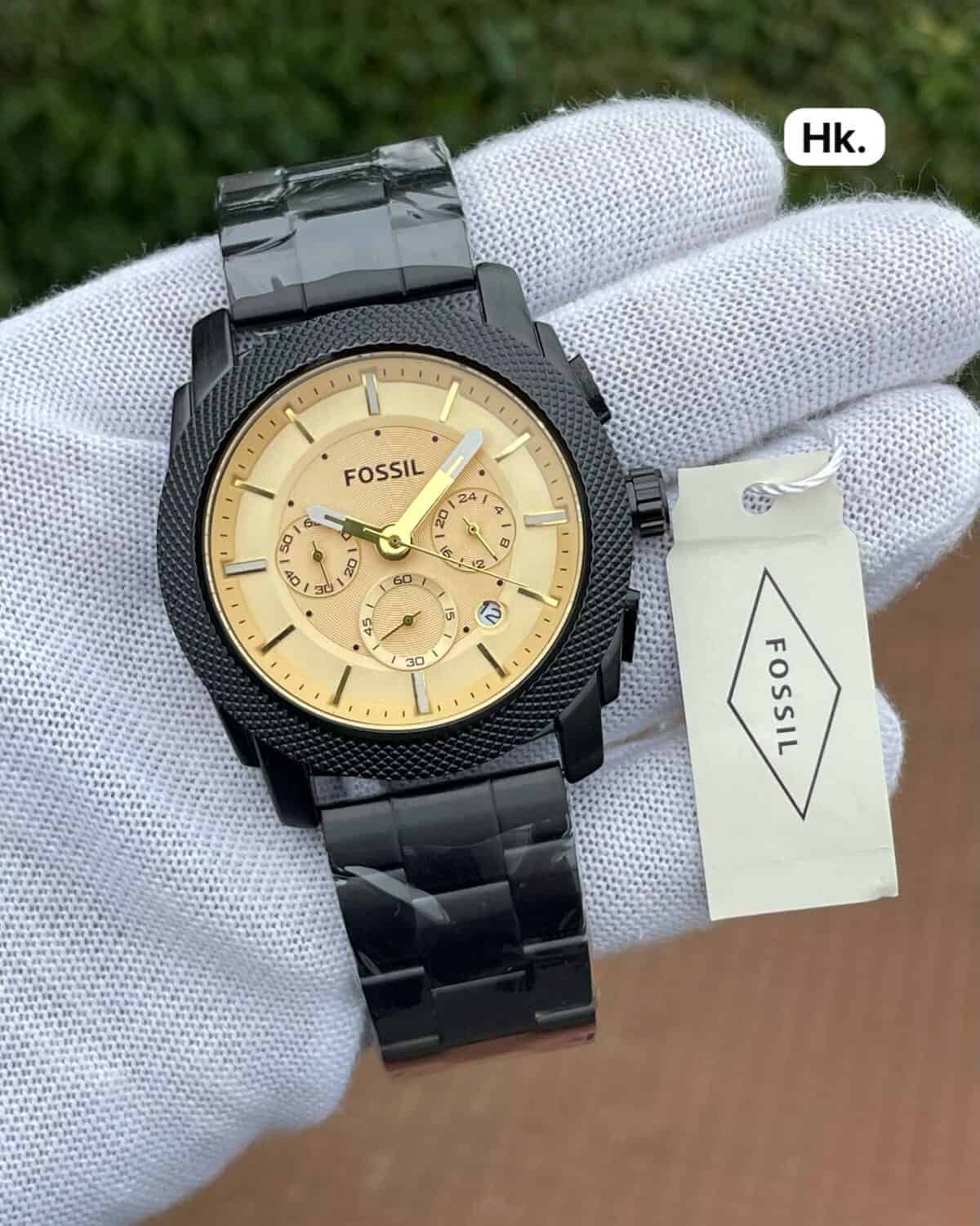 Fossil FS4682 First Copy Golden Watch for Men with Metal Strap and Chronograph
