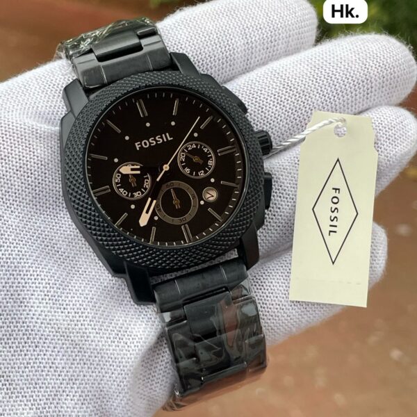 Fossil FS4682 First Copy Black Watch for Men with Metal Strap and Chronograph