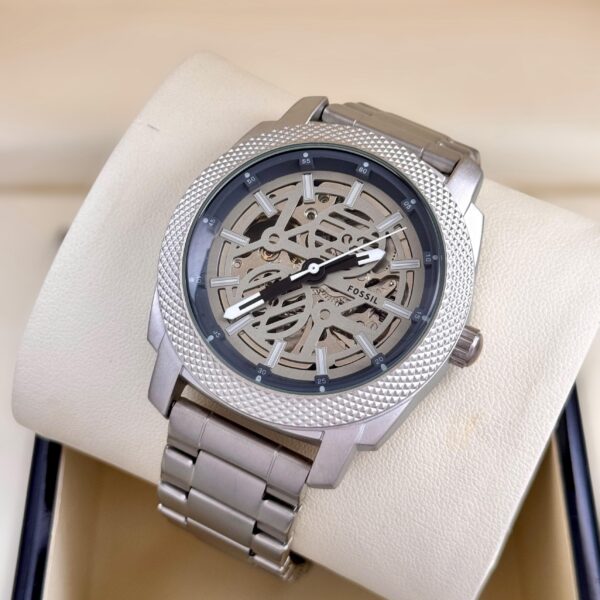 Fossil ME3080 Automatic Watch – Transparent Skeleton Dial for Men