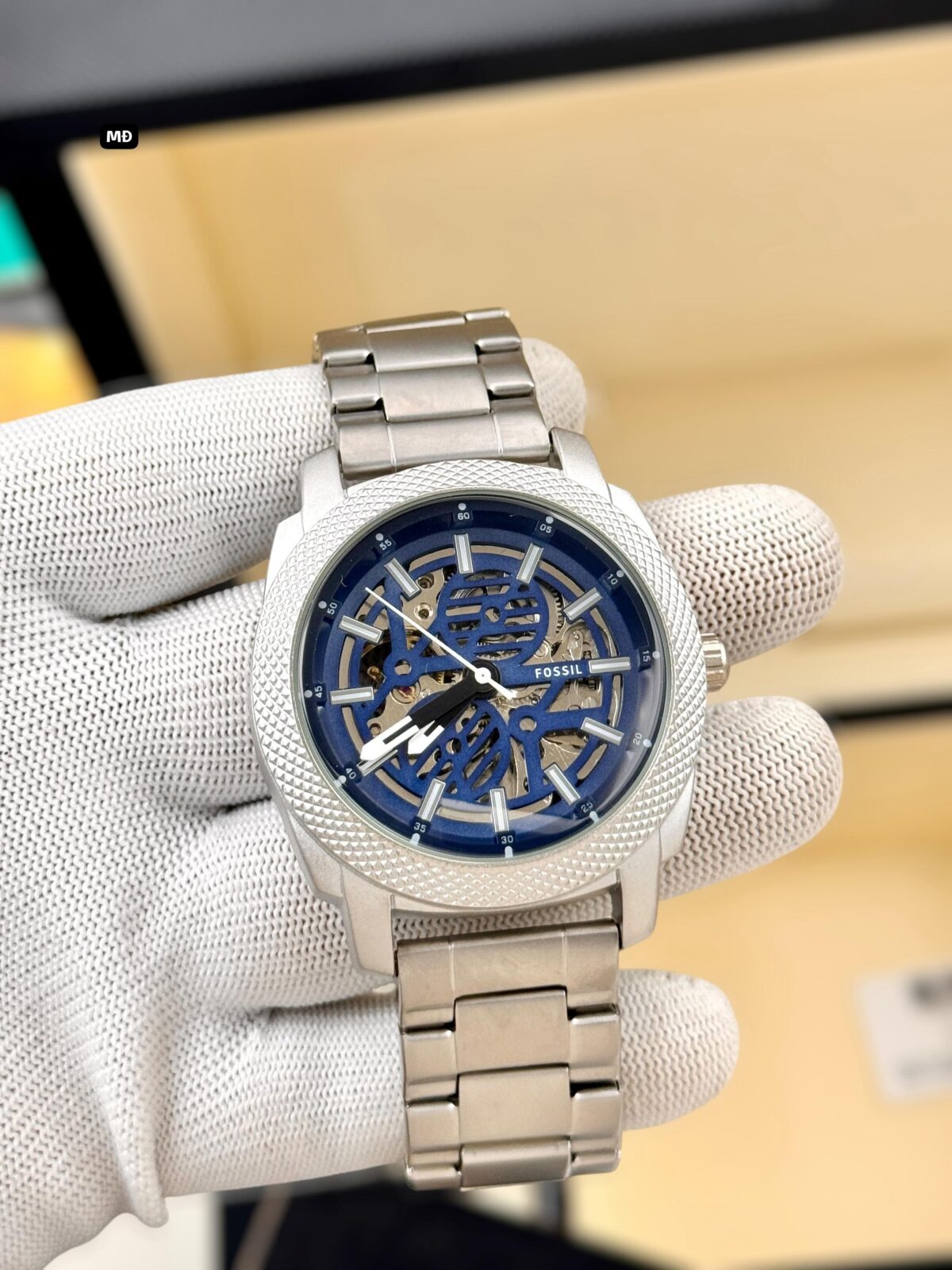 Fossil ME3080 Automatic Watch – Transparent Skeleton Dial for Men
