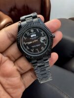 Rolex Oyster Perpetual First Copy Watch for Men – Black Arabic Dial and Chain Strap