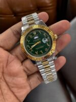 Rolex Oyster Perpetual First Copy Watch with Green Arabic Dial and Chain Strap