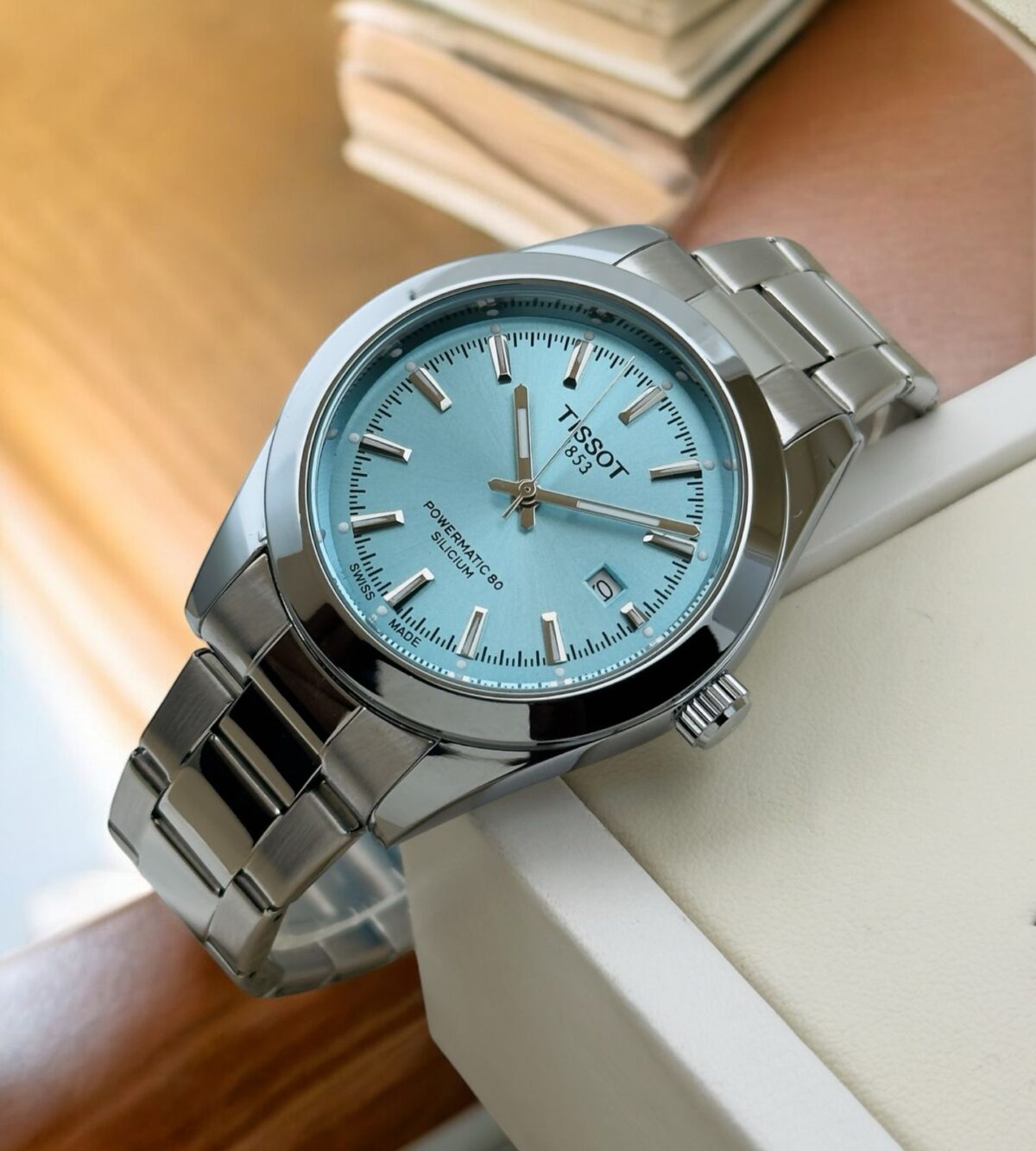 Tissot first copy watch with Tiffany blue dial and high-end sapphire glass