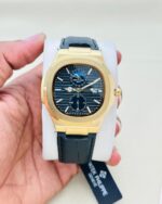 Full Black - First copy Patek Philippe Nautilus leather strap watch