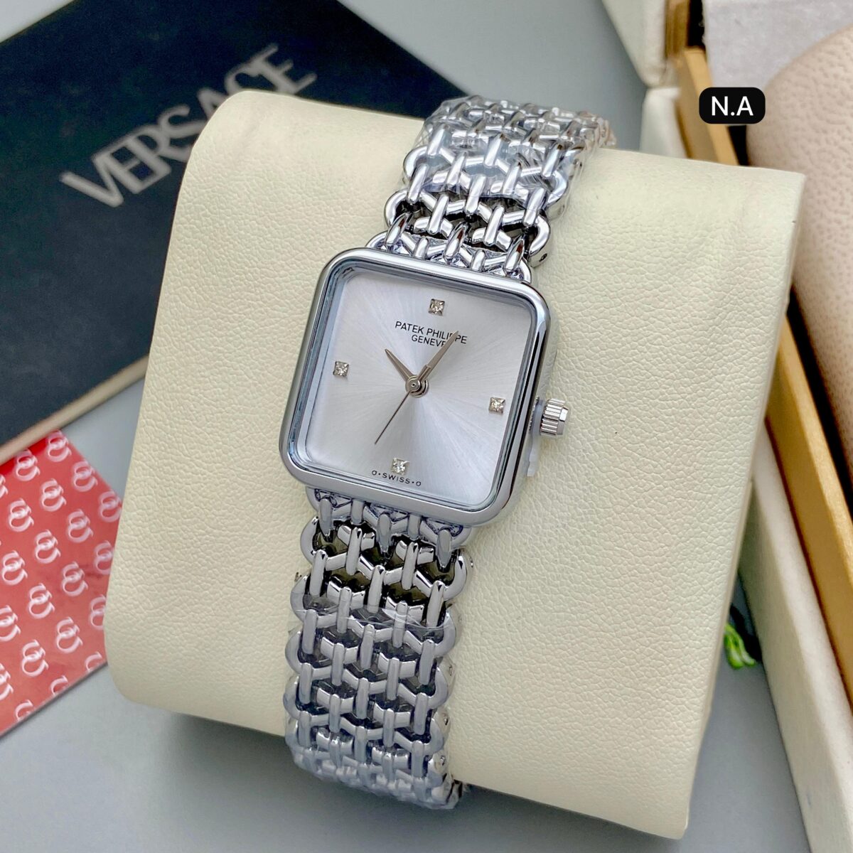 Stylish women’s first copy watch with white square dial