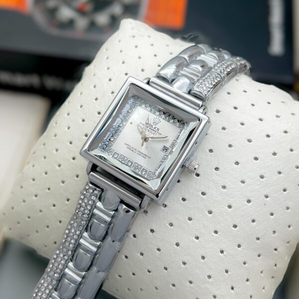 First Copy Rolex Ladies Watch with Square Dial and Diamond Chain