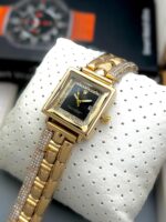 Premium Black Rolex ladies square dial watch featuring a stylish diamond chain and working date