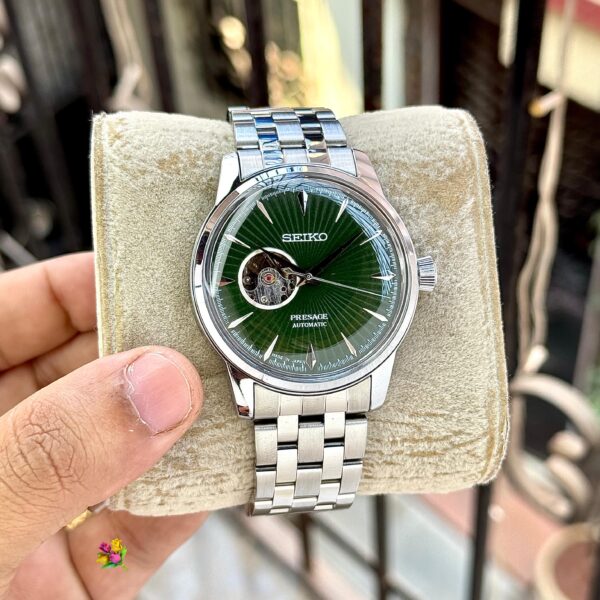 Seiko Presage Open Heart SSA441J1 First Copy Watch – Green Dial, Stainless Steel Bracelet