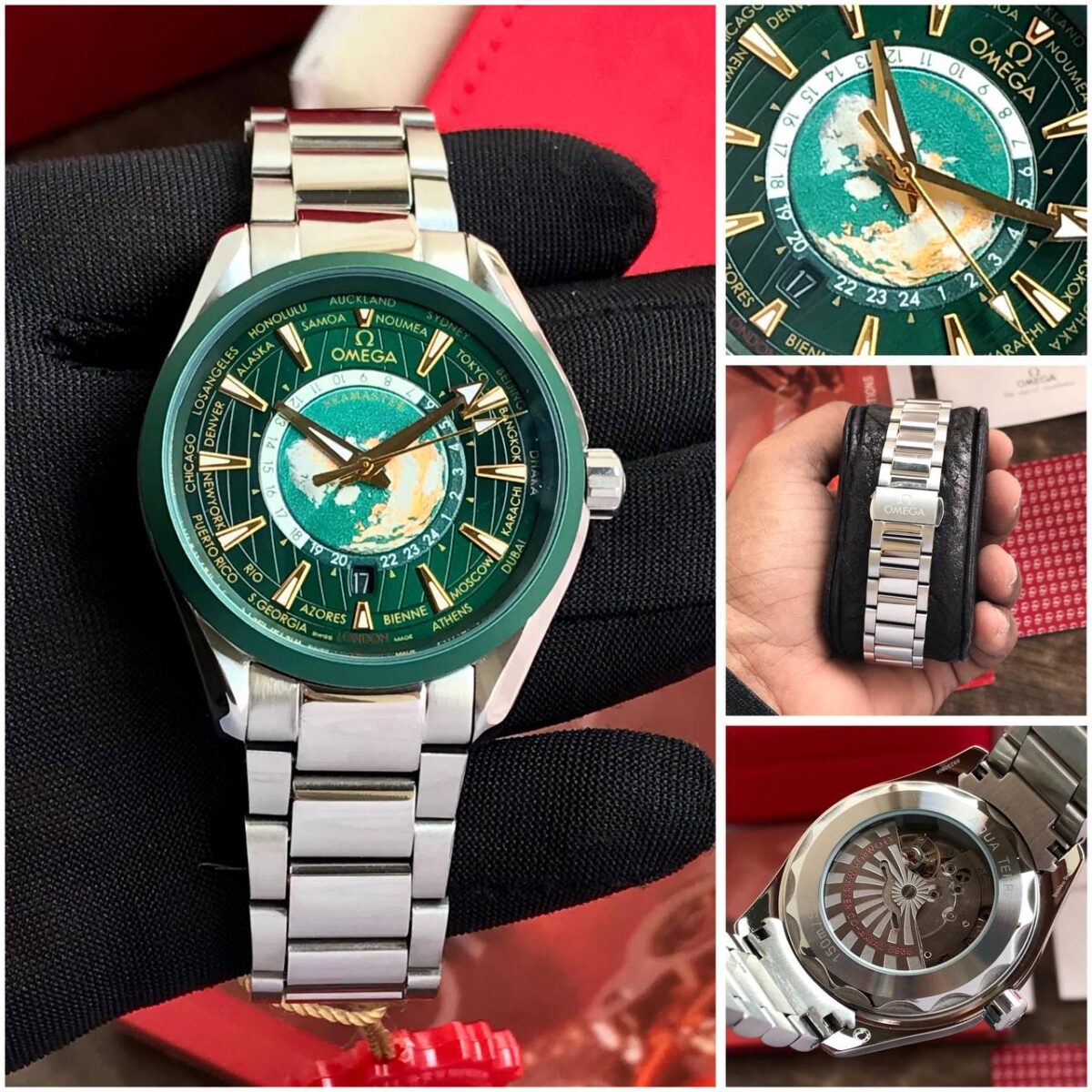 Omega Aqua Terra WorldMap Seamaster overall shot with each type
