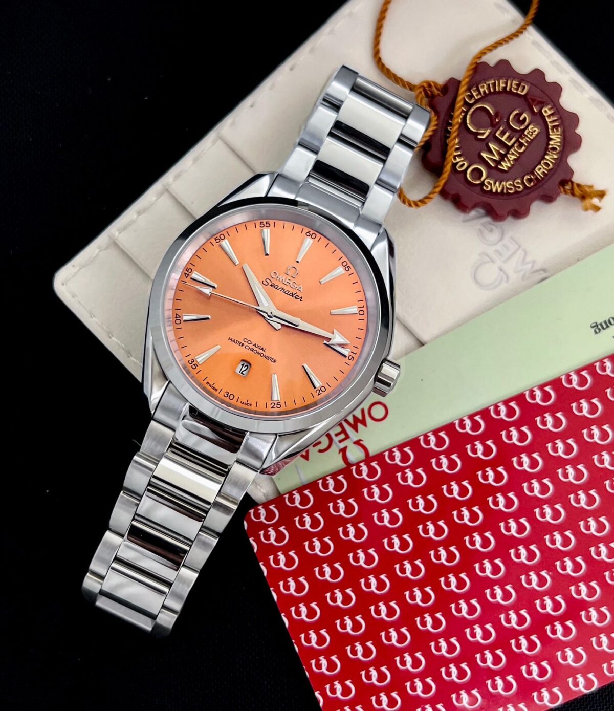 Gift style shot of Omega Aqua Terra Limited Edition