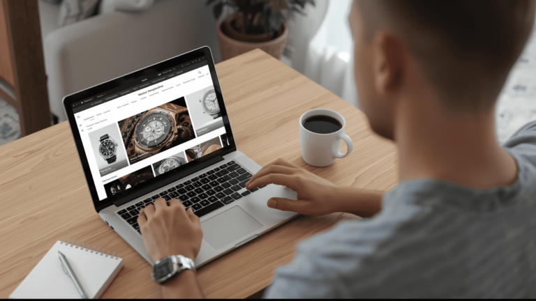 man searcing for watches on websit
