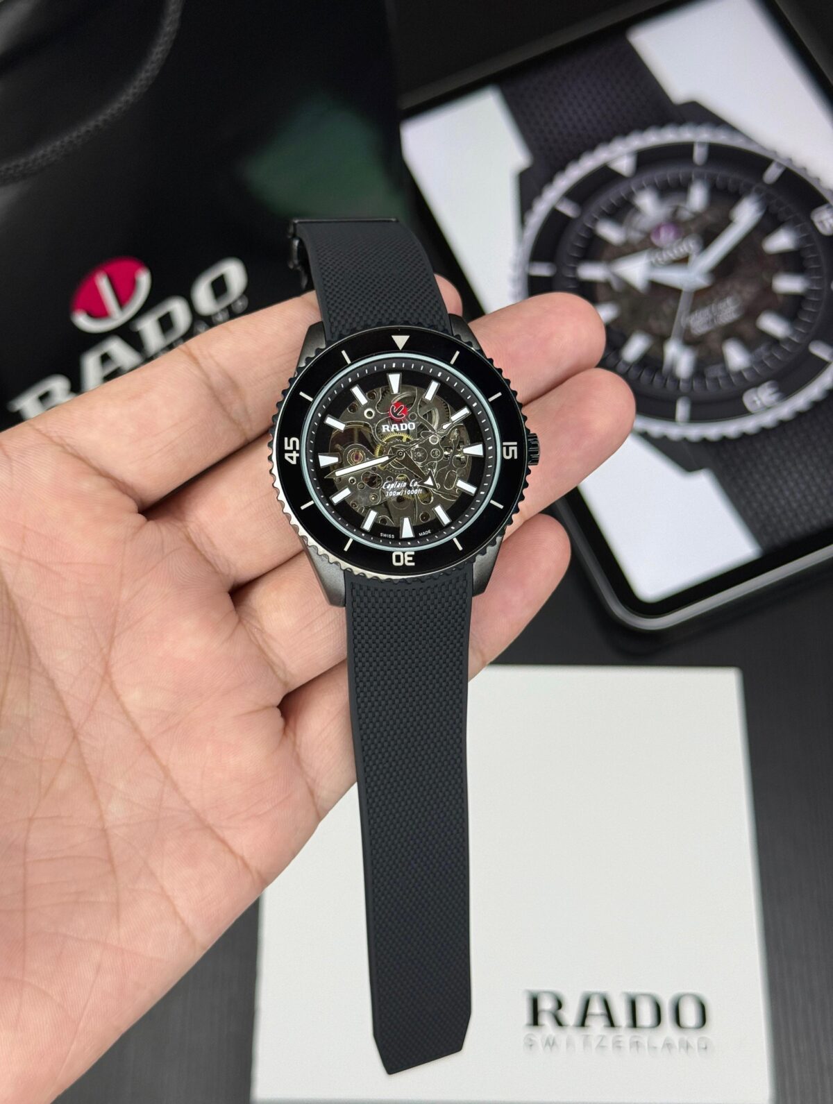 Rado Captain Cook 43mm Men’s First Copy Automatic Watch – Rubber Strap & Sapphire Crystal
