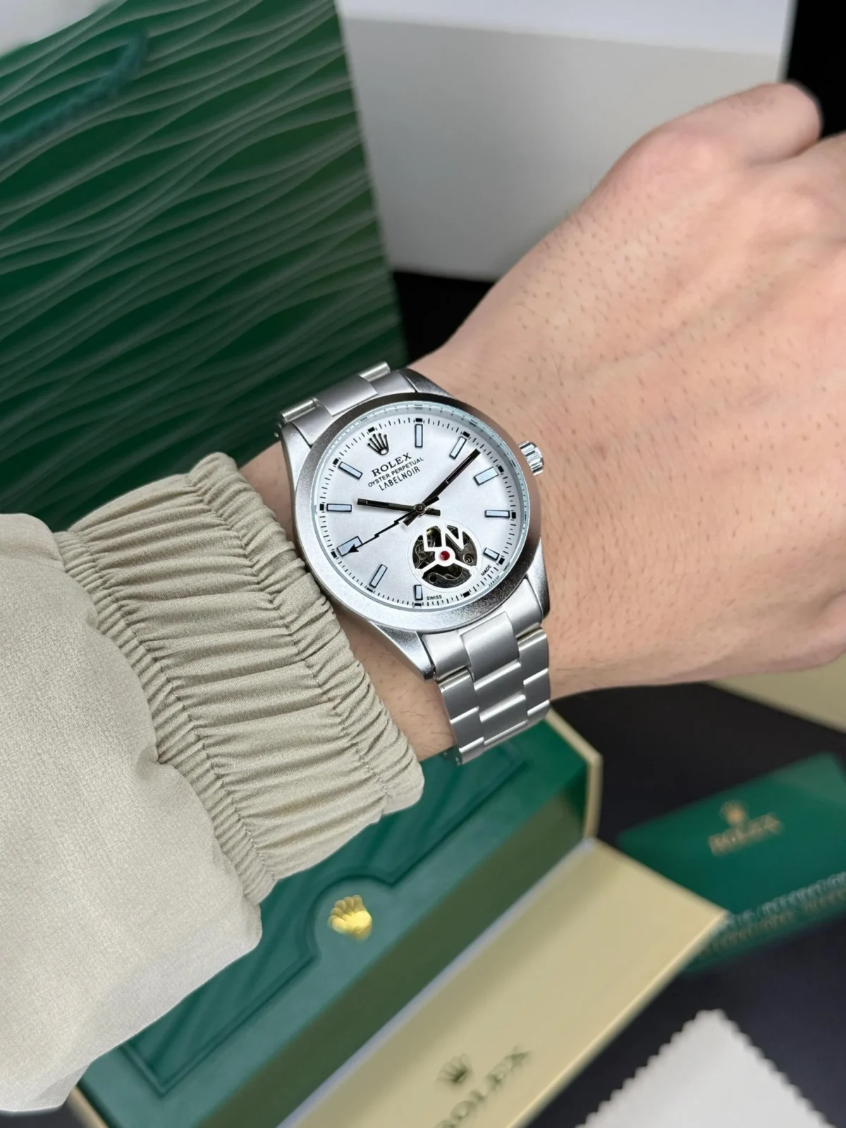 Rolex Labelnoir Open Back Automatic White Dial Watch 3