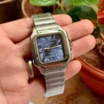 Cartier Santos De Silver Blue 43mm with blue dial, stainless steel strap, automatic movement