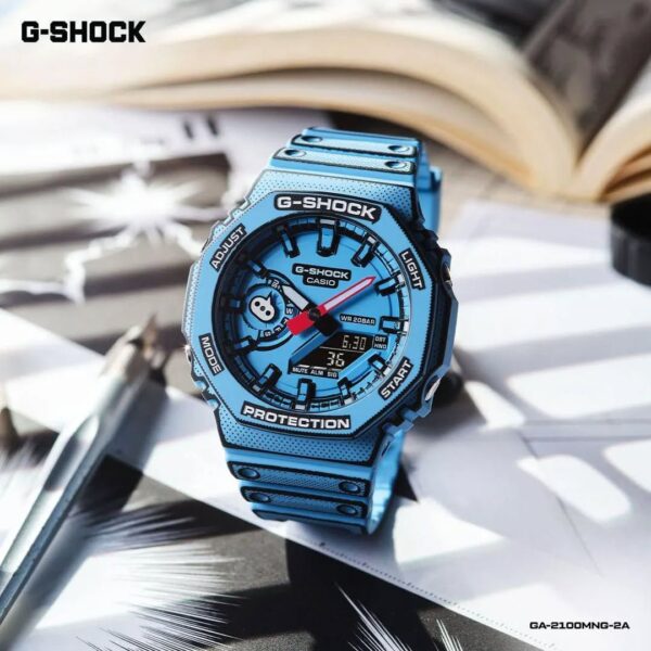 Casio G-SHOCK GA-2100MNG-2A Manga Pop Art Edition with Blue Strap and Red Hands
