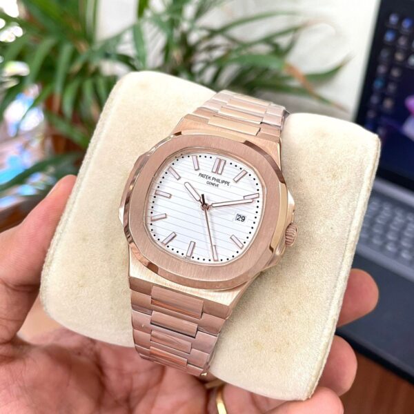 Patek Philippe Nautilus First Copy Rose Gold Men’s Watch White Dial 7AAA