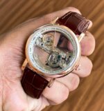Patek Philippe Transparent Dial Men’s Watch with Leather Strap