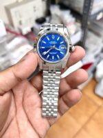 Rolex Datejust men’s watch – 41mm blue dial, stainless-steel bracelet, silver bezel