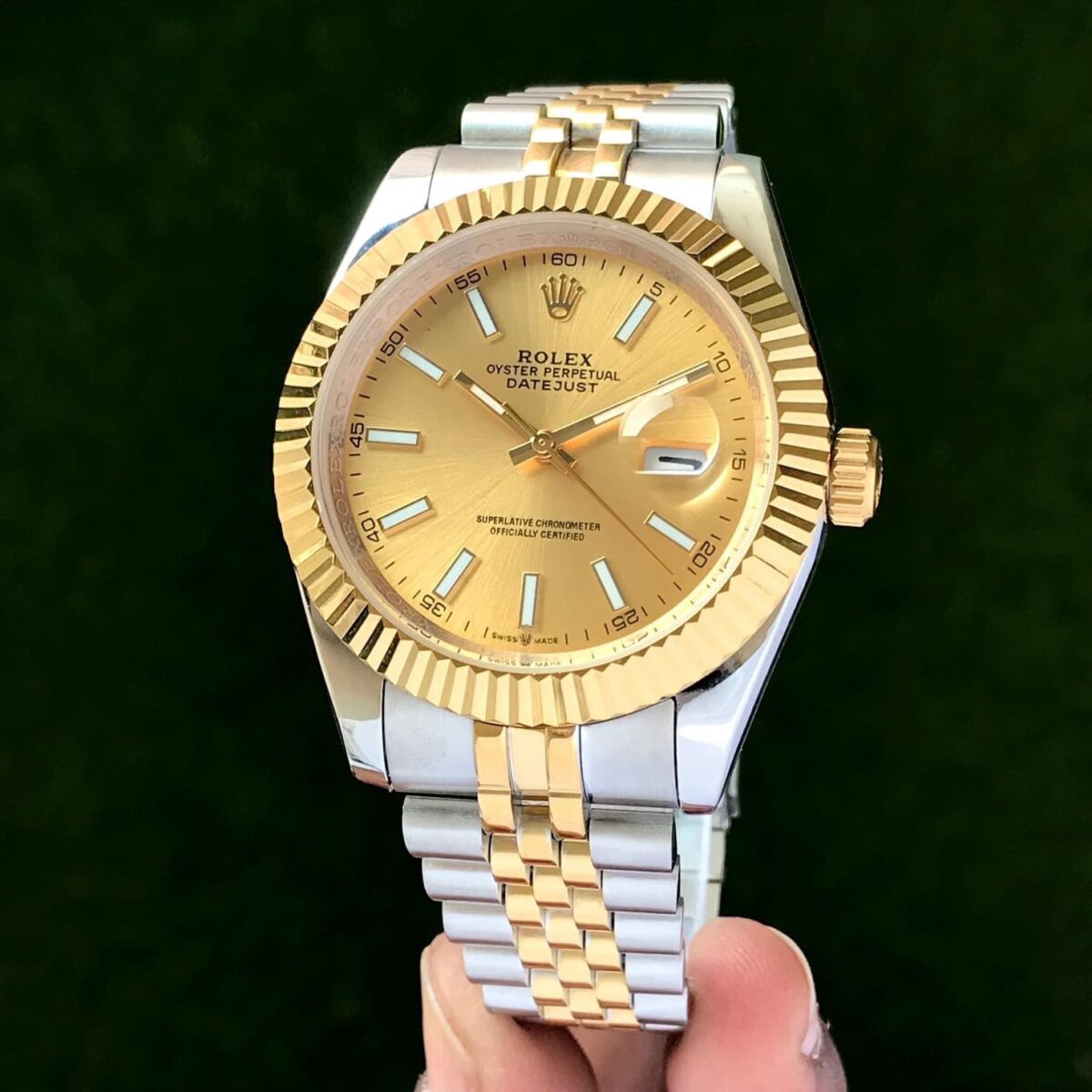 Rolex Datejust men’s automatic watch, 41mm gold dial