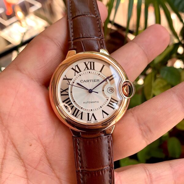 Cartier Ballon Bleu Gents Rosegold Brown Leather