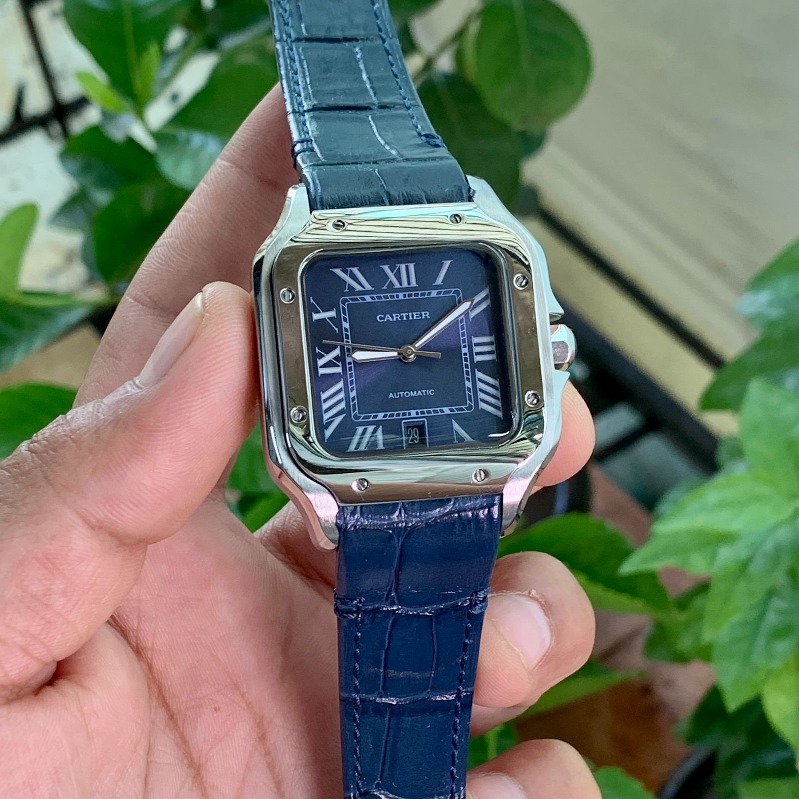 Cartier-Dumont-Silver-Blue-Watch-1-watchtown Cartier Dumont Silver Blue Watch 1 watchtown