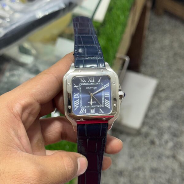 Cartier Santos De Cartier Automatic Blue Leather Watch 1 watchtown