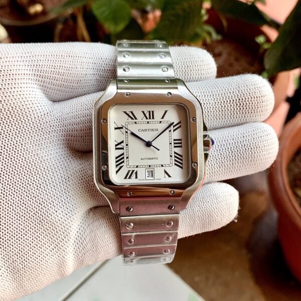 Cartier Santos De Silver White Dial