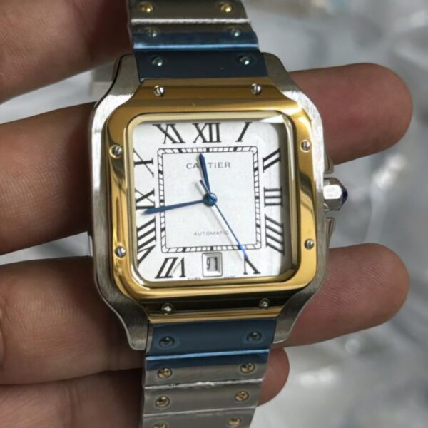 Cartier Santos De Gold Bezel Auto 1 watchtown