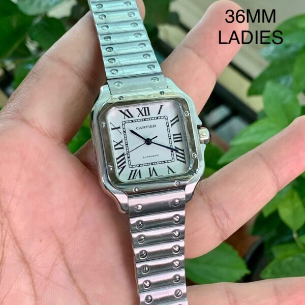 Cartier Santos De Silver White Women 36MM