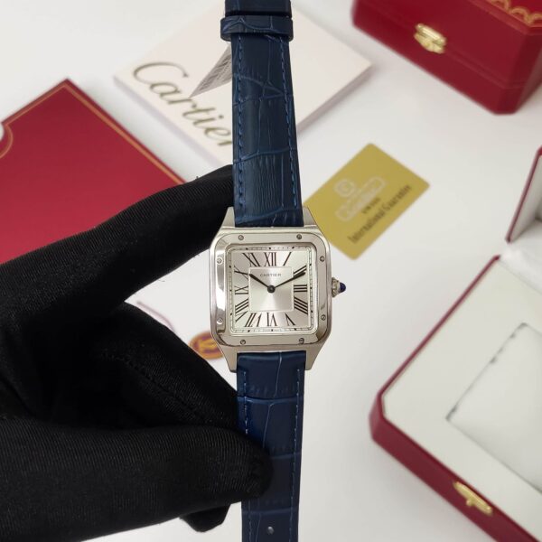 Cartier Santos Dumont Blue Strap White Dial