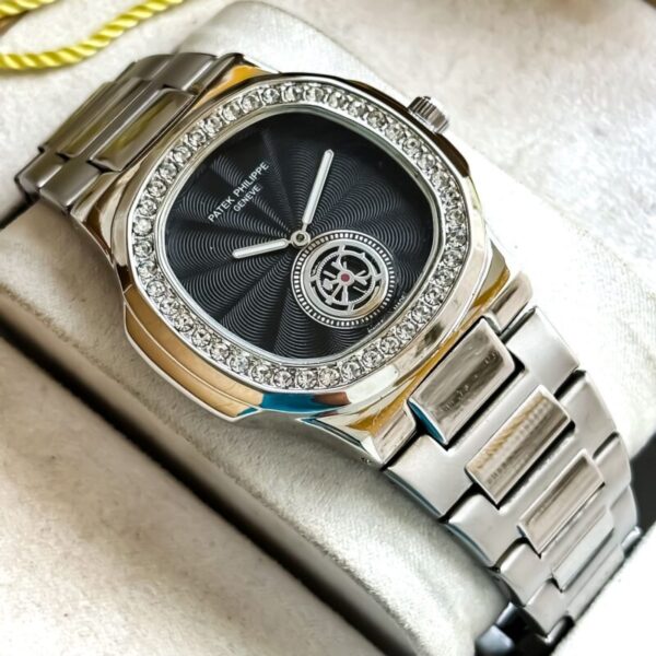 Patek Philippe Silver Diamond Bezel Nautilus