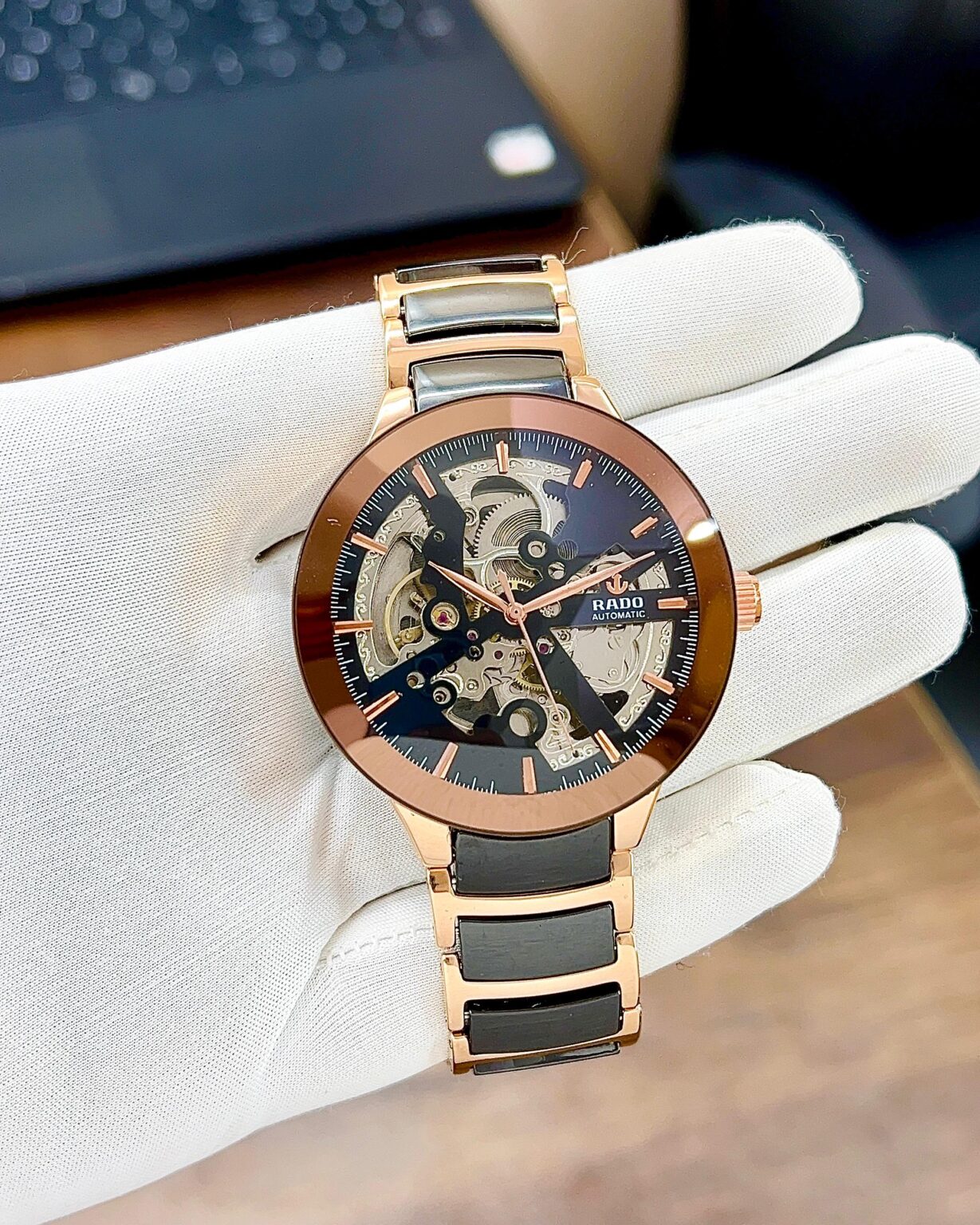 Rado-Centrix-Open-Heart-Two-Tone-Brown-1-watchtown Rado Centrix Open Heart Two Tone Brown 1 watchtown