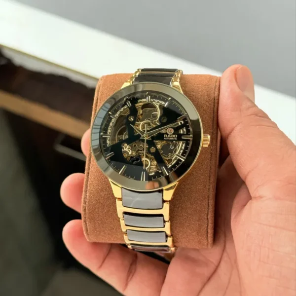 Rado Centrix Skeleton Golden Black Dial 1 watchtown