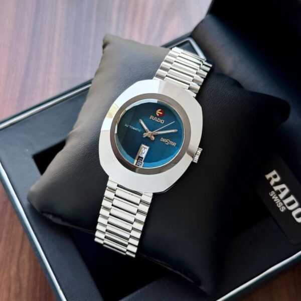 Rado Diastar Day Date Silver Blue Dial
