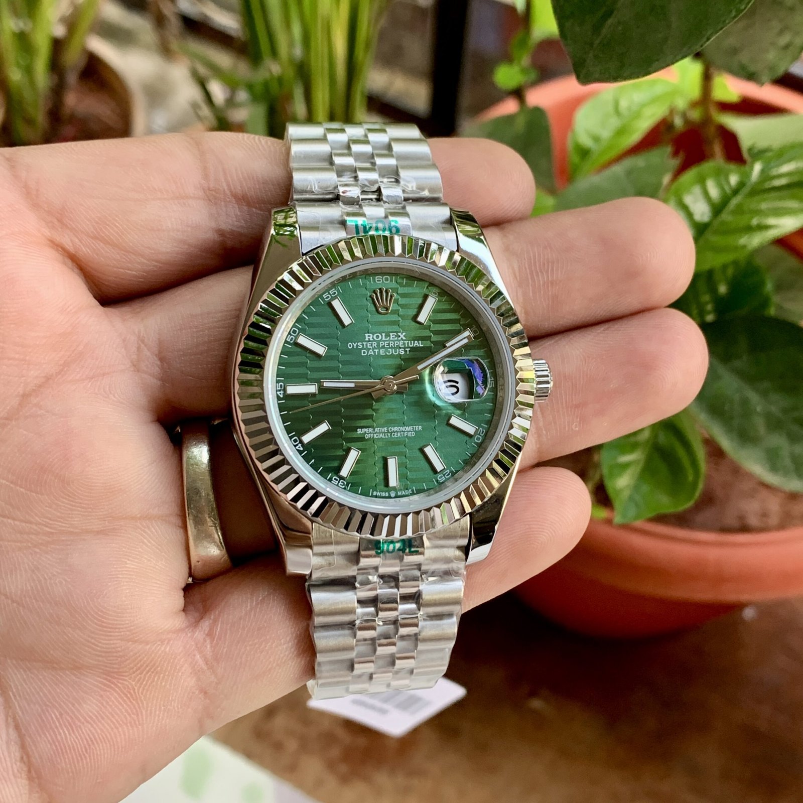 DateJust-Green-Motif-Dial-Semi-ETA-41MM-1 DateJust Green Motif Dial Semi ETA 41MM 1