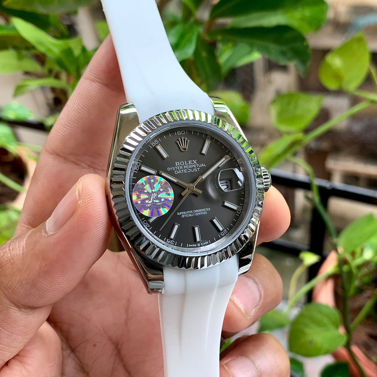 Datejust-Automatic-Watch-With-White-Strap-1 Datejust Automatic Watch With White Strap 1