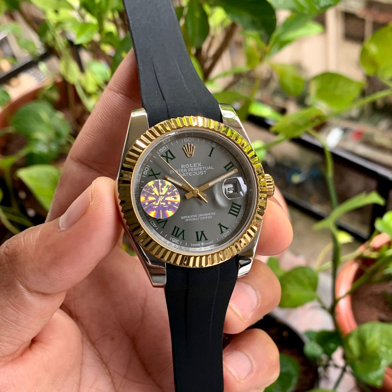 Datejust-Wimbledon-Dial-Black-Strap-Automatic-1 Datejust Wimbledon Dial Black Strap Automatic 1