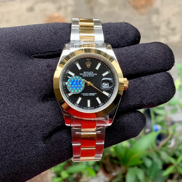 Oyster Perpetual Black Dial With Gold Bezel
