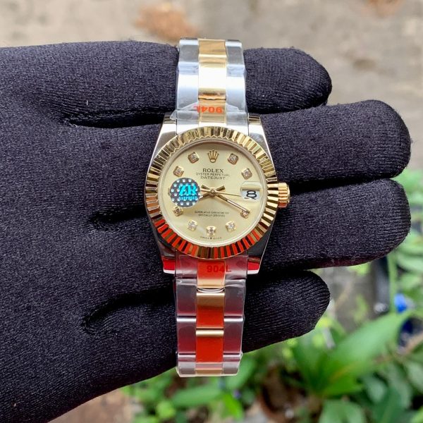 Rolex DateJust Silver And Gold Fluted Bezel