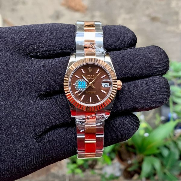 Rolex DateJust Silver And Rose Gold Fluted Design 1