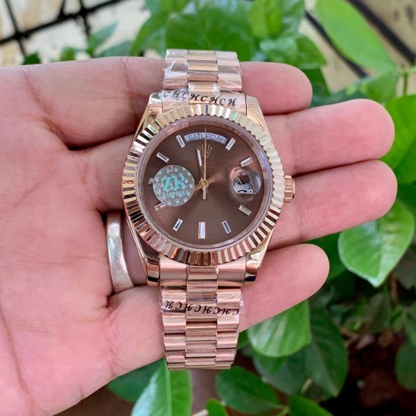 Rolex Day-Date Rose Gold Fluted Bezel Diamond