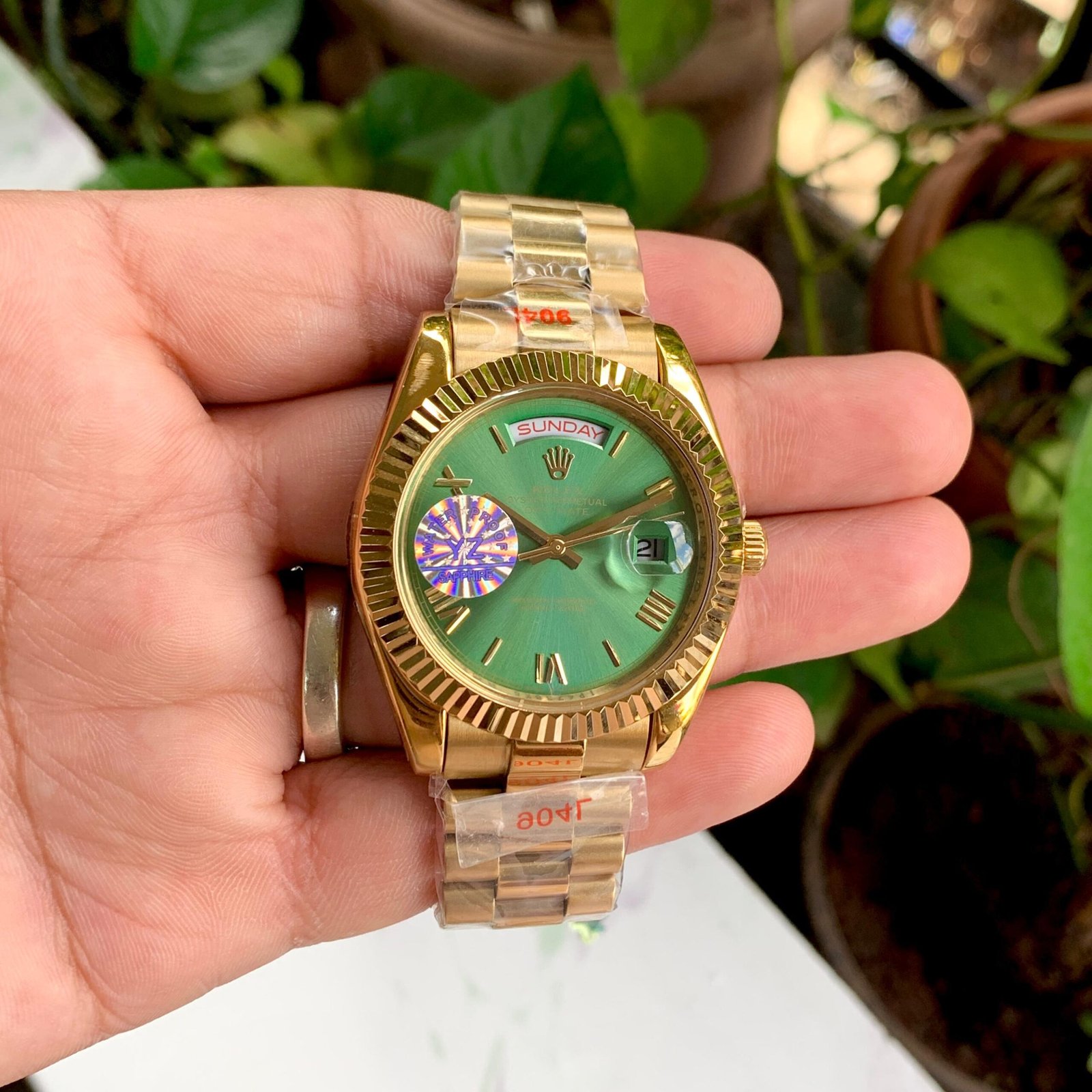 Rolex-DayDate-Gold-Green-Roman-Dial-1 Rolex DayDate Gold Green Roman Dial 1