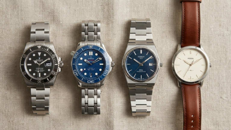 rolex omega tissot fossil compare