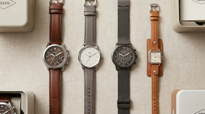 fossil watches displayed